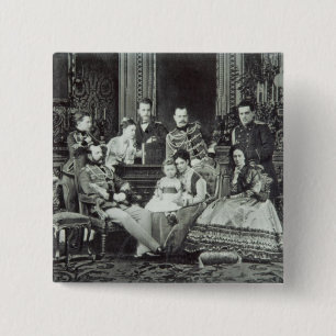 Badge Carré 5 Cm Portrait de famille d'empereur Alexandre II
