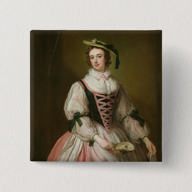 Badge Carré 5 Cm Portrait de Frances Macartney, c.1745 (Devant)