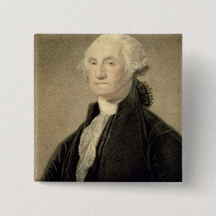 Badge Carré 5 Cm Portrait de George Washington, gravé par William