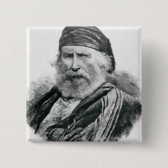 Badge Carré 5 Cm Portrait de Giuseppe Garibaldi (Devant)