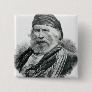 Badge Carré 5 Cm Portrait de Giuseppe Garibaldi
