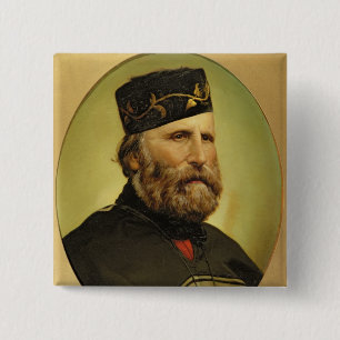 Badge Carré 5 Cm Portrait de Giuseppe Garibaldi