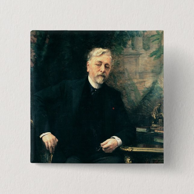 Badge Carré 5 Cm Portrait de Gustave Eiffel 1905 (Devant)