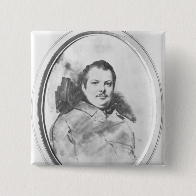 Badge Carré 5 Cm Portrait de Honore de Balzac c.1820 (Devant)