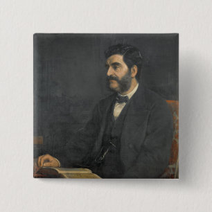 Badge Carré 5 Cm Portrait de Hormuzd Rassam, 1869