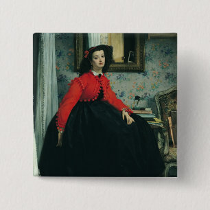 Badge Carré 5 Cm Portrait de James Tissot   de Mlle. L.L. 1864