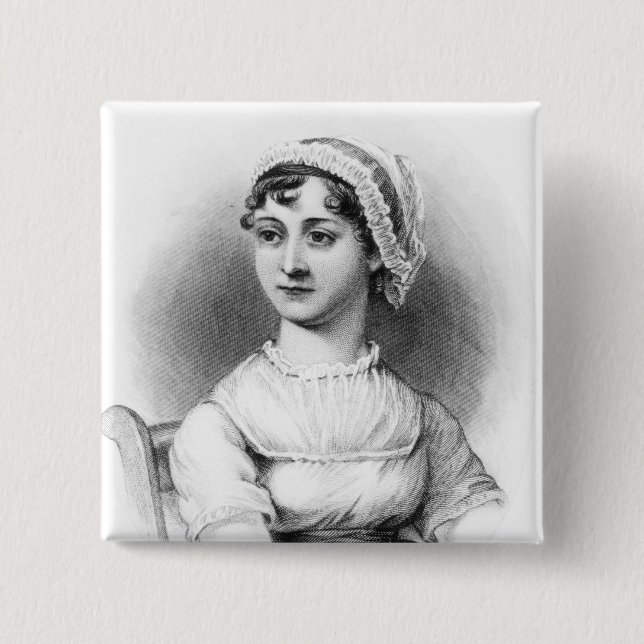 Badge Carré 5 Cm Portrait de Jane Austen (Devant)