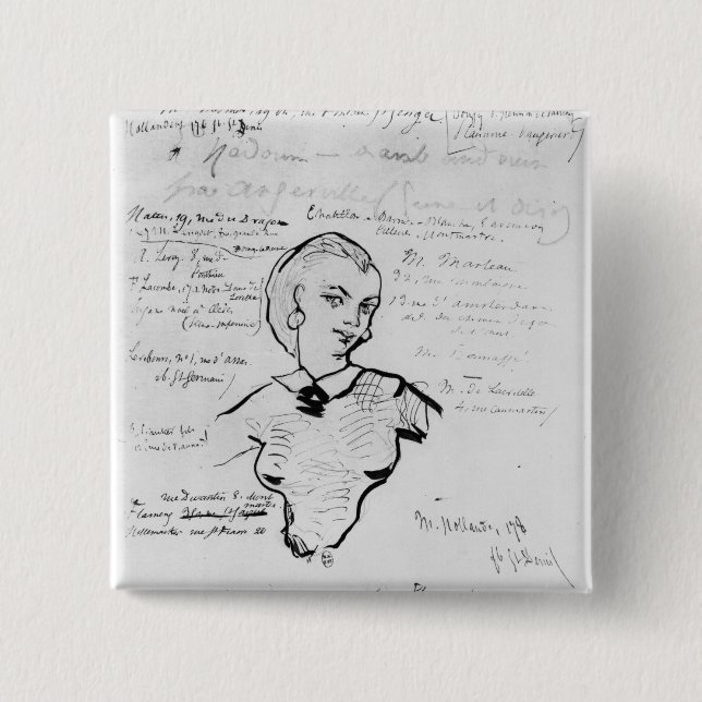 Badge Carré 5 Cm Portrait de Jeanne Duval (Devant)