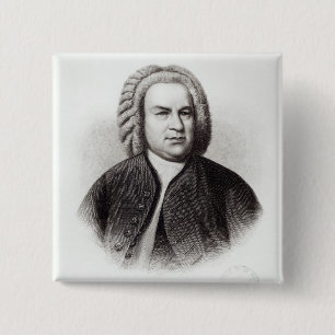Badge Carré 5 Cm Portrait de Johann Sebastian Bach