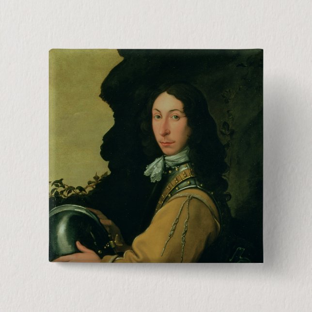 Badge Carré 5 Cm Portrait de John Evelyn (Devant)