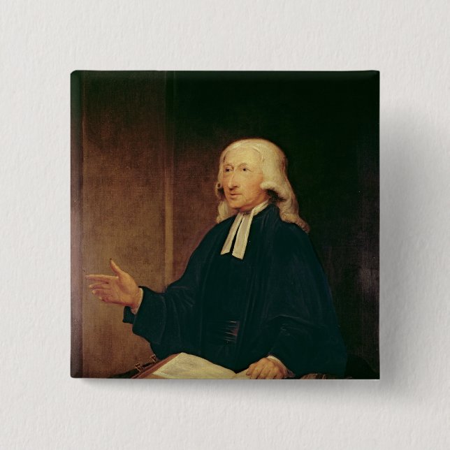 Badge Carré 5 Cm Portrait de John Wesley 1788 (Devant)