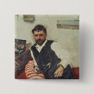 Badge Carré 5 Cm Portrait de Konstantin Korovin, 1891
