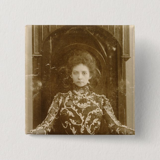 Badge Carré 5 Cm Portrait de l'actrice Vera Komissarzhevskaya (Devant)