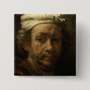Badge Carré 5 Cm Portrait de l'artiste à son chevalet, détail de