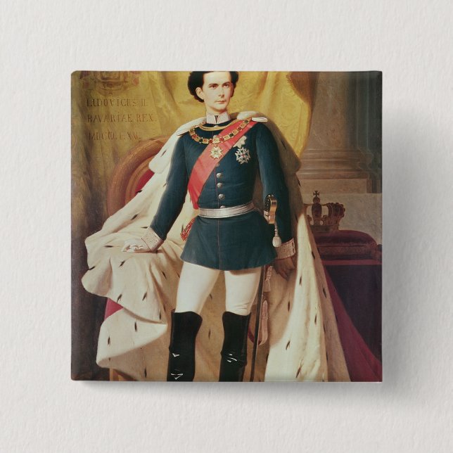 Badge Carré 5 Cm Portrait de Ludwig II de la Bavière dans (Devant)