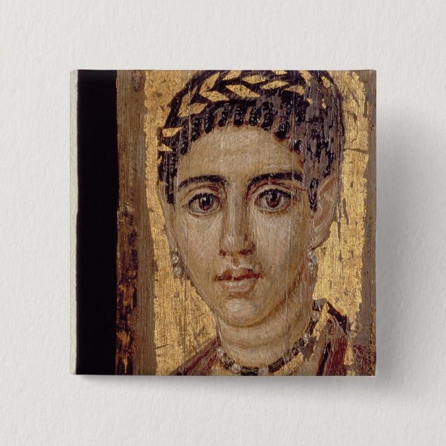 Badge Carré 5 Cm Portrait de maman d'une femme, de Fayum, (Devant)