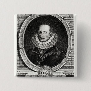 Badge Carré 5 Cm Portrait de médaillon de Pierre de Bourdeille
