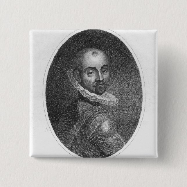 Badge Carré 5 Cm Portrait de Michel de Montaigne (Devant)