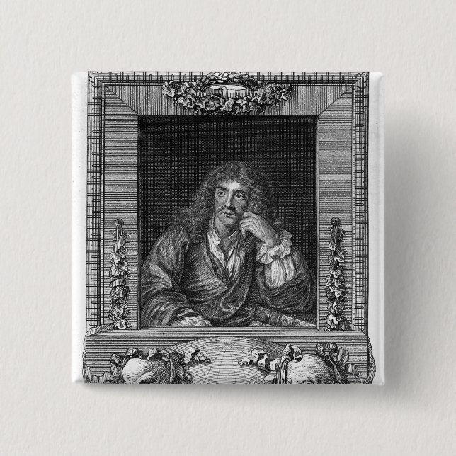 Badge Carré 5 Cm Portrait de Moliere (Devant)