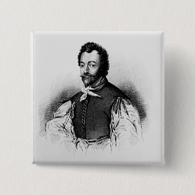 Badge Carré 5 Cm Portrait de monsieur Francis Drake (Devant)