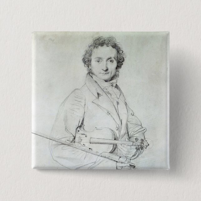 Badge Carré 5 Cm Portrait de Niccolo Paganini 1819 (Devant)