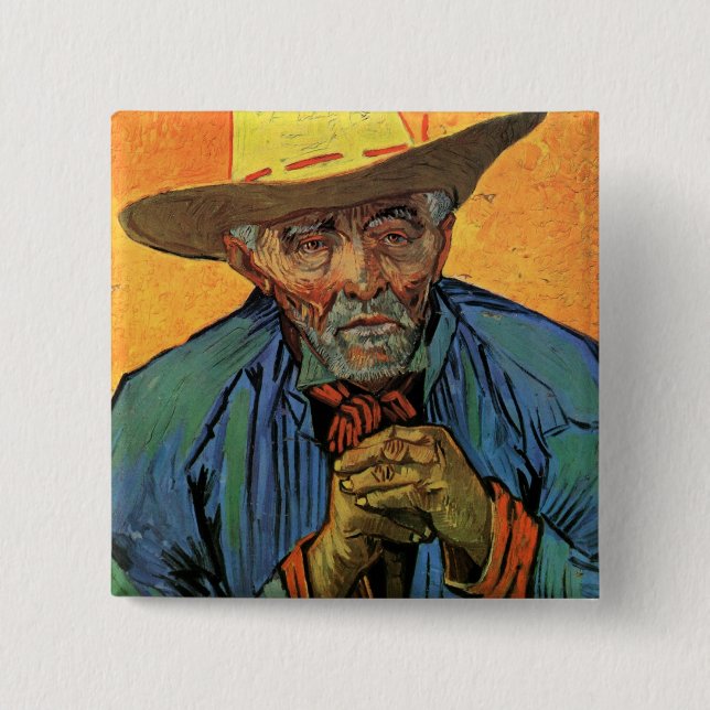 Badge Carré 5 Cm Portrait de Patience Escalier par Vincent van Gogh (Devant)