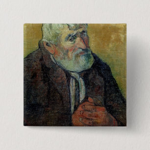 Badge Carré 5 Cm Portrait de Paul Gauguin d'un vieil homme avec