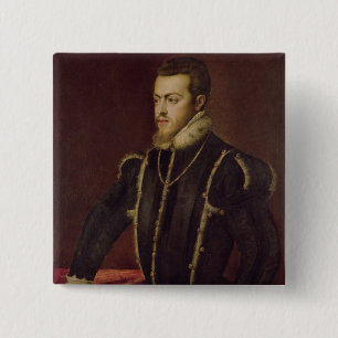 Badge Carré 5 Cm Portrait de Philip II de l'Espagne