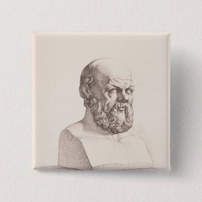 Badge Carré 5 Cm Portrait de Socrates (Devant)