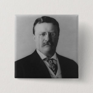 Badge Carré 5 Cm Portrait de Theodore Roosevelt