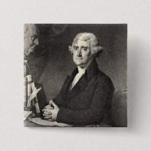 Badge Carré 5 Cm Portrait de Thomas Jefferson