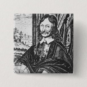 Badge Carré 5 Cm Portrait de William Lilly (1602-81), de son 'Chr