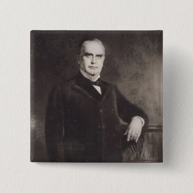 Badge Carré 5 Cm Portrait de William McKinley (litho) (Devant)