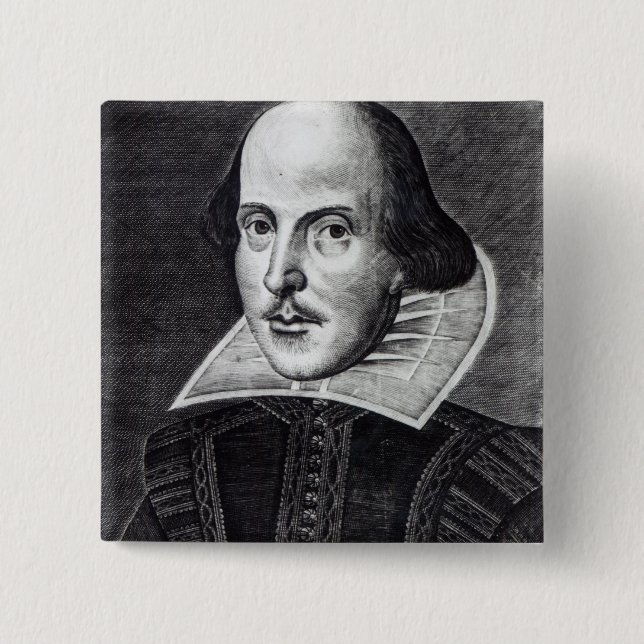 Badge Carré 5 Cm Portrait de William Shakespeare (Devant)