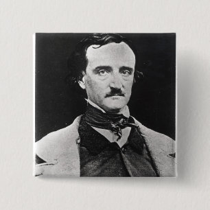 Badge Carré 5 Cm Portrait d'Edgar Allan Poe