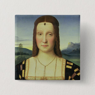 Badge Carré 5 Cm Portrait d'Elizabeth Gonzaga, c.1504 (huile sur le
