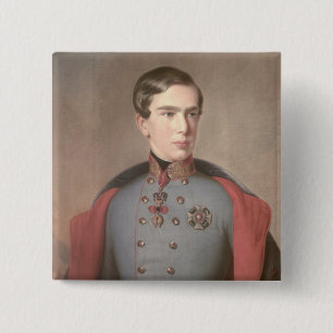 Badge Carré 5 Cm Portrait d'empereur Franz Joseph de l'Autriche