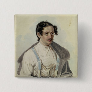 Badge Carré 5 Cm Portrait d'Ivan Annenkov en prison de Peter, 1836