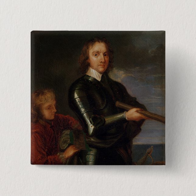 Badge Carré 5 Cm Portrait d'Oliver Cromwell (Devant)