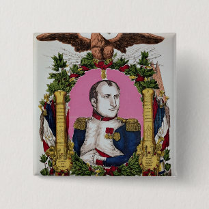 Badge Carré 5 Cm Portrait du napoléon I dans la bataille de