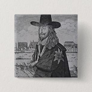 Badge Carré 5 Cm Portrait du Roi Charles I