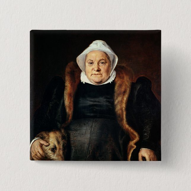 Badge Carré 5 Cm Portrait d'une femme âgée (Devant)