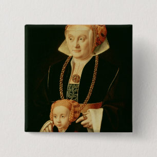 Badge Carré 5 Cm Portrait d'une femme avec sa fille