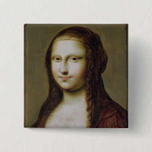 Badge Carré 5 Cm Portrait d'une femme inspirée par la Mona Lisa