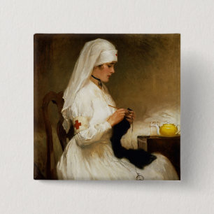 Badge Carré 5 Cm Portrait d'une infirmière de la Croix-Rouge