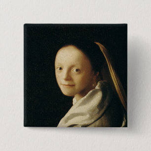 Badge Carré 5 Cm Portrait d'une jeune femme, c.1663-65