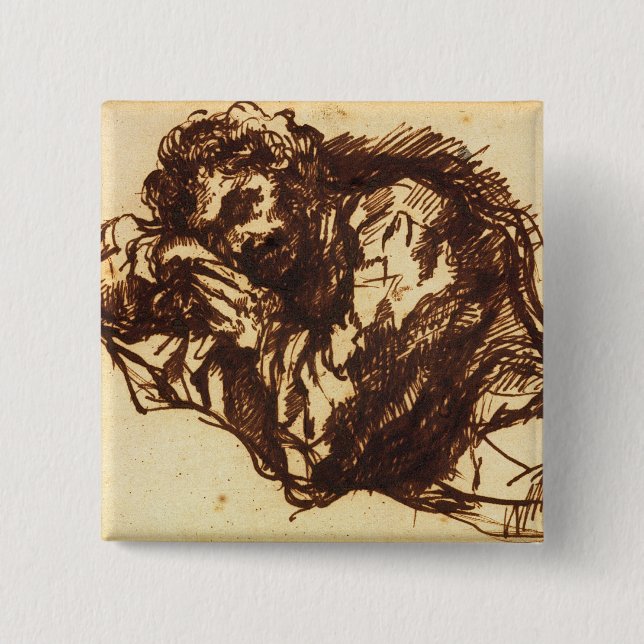 Badge Carré 5 Cm Portrait en buste d'un homme se pliant plus de (Devant)