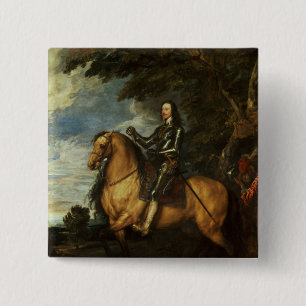 Badge Carré 5 Cm Portrait équestre de Charles I c.1637-38