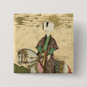 Badge Carré 5 Cm Portrait équestre de sultan Osman II 1618