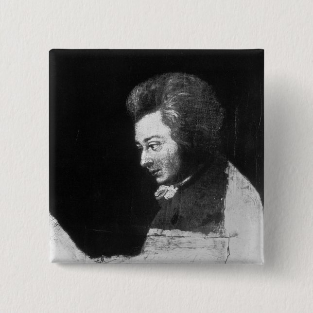 Badge Carré 5 Cm Portrait non fini de Wolfgang Amadeus Mozart (Devant)